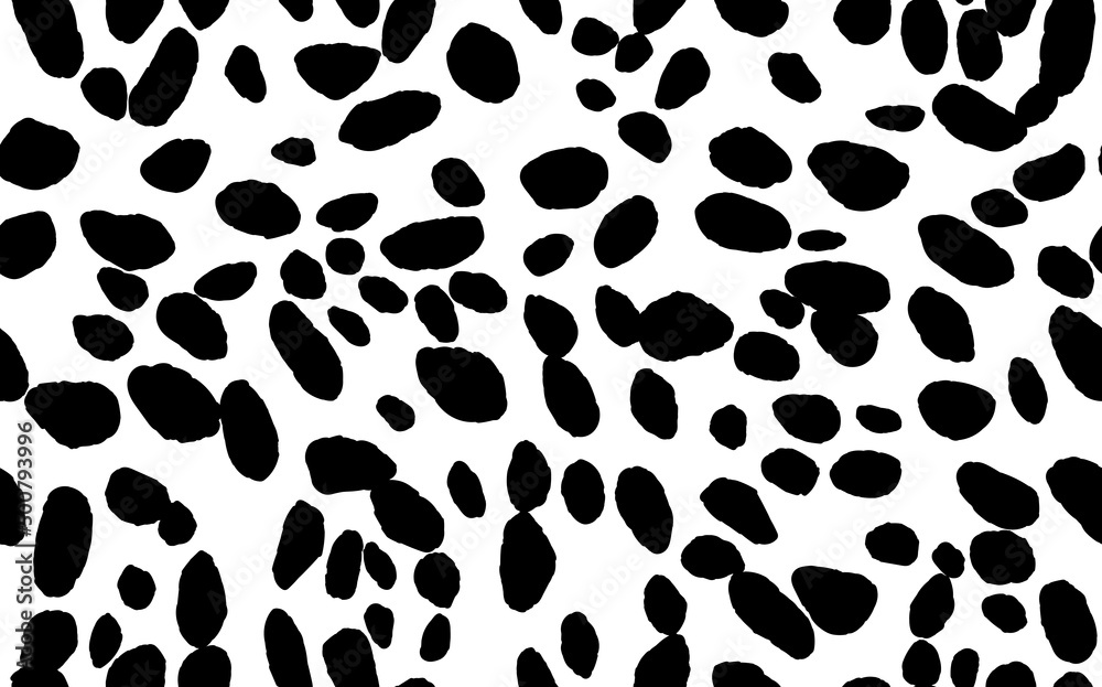 Abstract modern dalmatian fur seamless pattern. Animals trendy background. Black and white decorative vector illustration for print, card, postcard, fabric, textile. Modern ornament of stylized skin Abstract modern dalmatian fur seamless pattern. Animals trendy background. Black and white decorative vector illustration for print, card, postcard, fabric, textile. Modern ornament of stylized skin