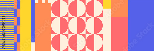 Abstract Mosaic Geometrical Pattern Design With Simple Shapes And Figures
