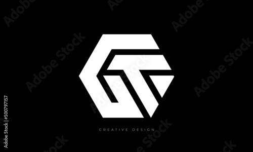 GT hexagon brand logo design photo