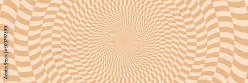 Vector abstract background. Simple illustration with optical illusion, op art. Long horizontal banner.