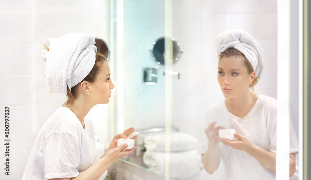 Applying the cream..Magic anti-aging cream. Applying the cream..Magic anti-aging cream.