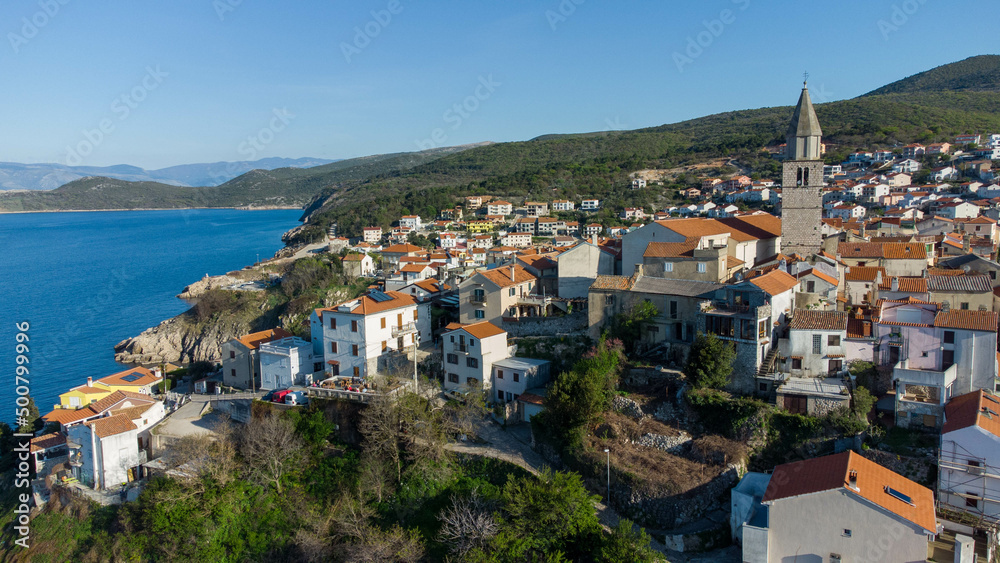Obraz premium Vrbnik from above on island Krk