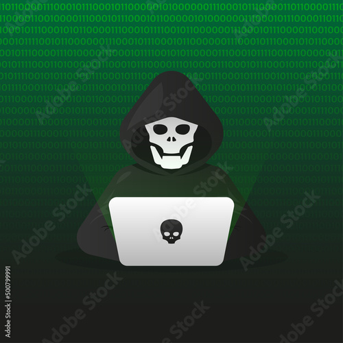 Phishing by hackers and cybercriminals, identity theft, password, user login, document, email and credit card. Hacker logo. Vector illustration.