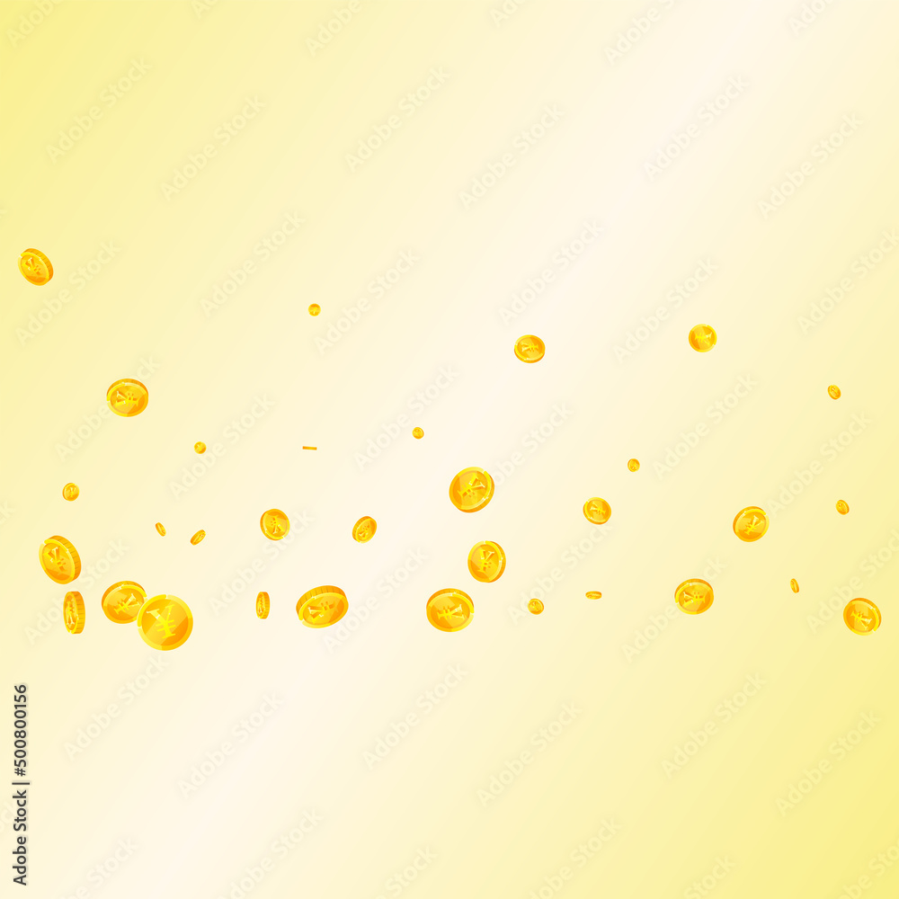 Chinese yuan coins falling. Exquisite scattered CNY coins. China money. Pretty jackpot, wealth or success concept. Vector illustration. Chinese yuan coins falling. Exquisite scattered CNY coins. China money. Pretty jackpot, wealth or success concept. Vector illustration.