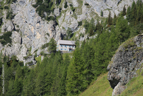 Onorio Falier Mountain Hut in the Ombretta Valley, Marmolada, Italian Alps. photo