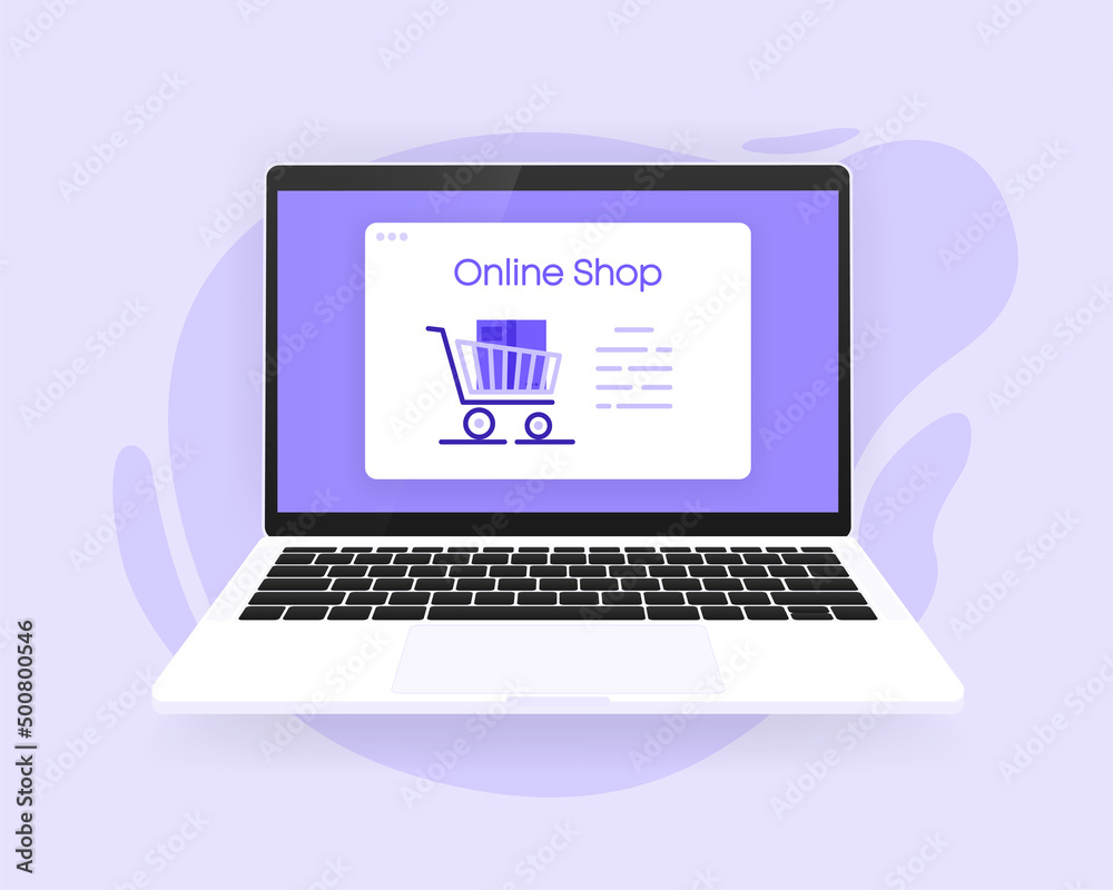 Online shopping store on window on computer screen. Smart business marketing concept. Vector illustration. Online shopping store on window on computer screen. Smart business marketing concept. Vector illustration.