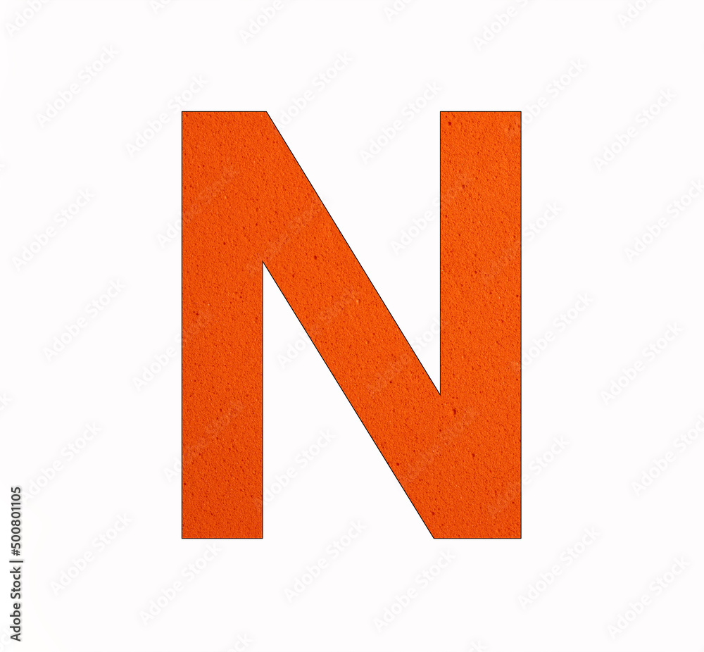 Obraz premium Letter N alphabet on foamy rubber background