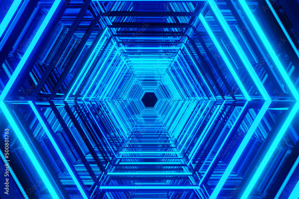 Obraz premium Abstract neon light background, growing neon technology, 3d rendering