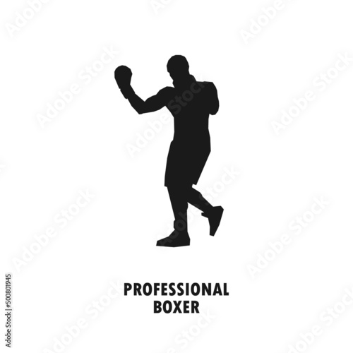 Male professional boxer simple black vector silhouette illustration.