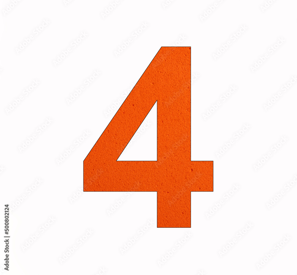 Number 4 on eva rubber background - Isolated on white Number 4 on eva rubber background - Isolated on white