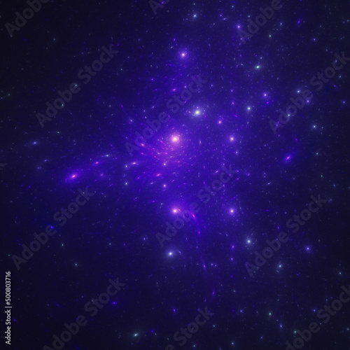 Abstract fractal fantasy background  space galaxy  digital geometric techno style illustration