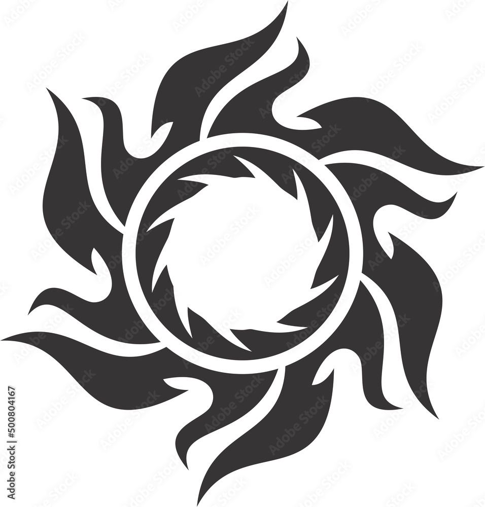 A beautiful illustration with tribal tatoo. Black color on a white background.