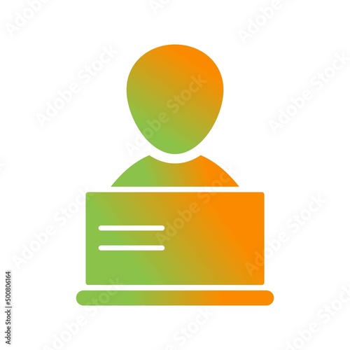 Unique Student Using Laptop Vector Glyph Icon