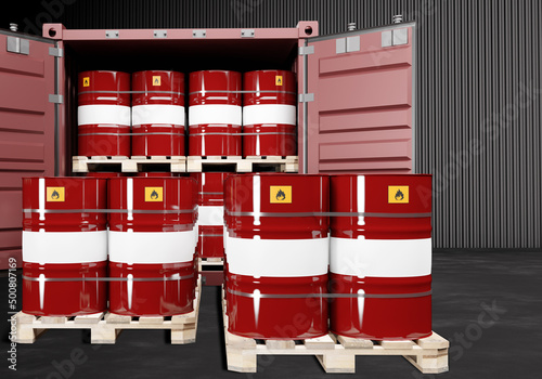 Chemical industry. Red barr...