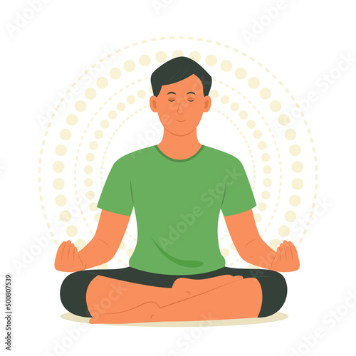 Man Practice Yoga Meditation.