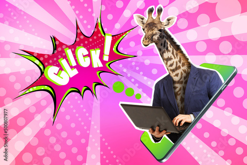 The giraffe clicks on the l...