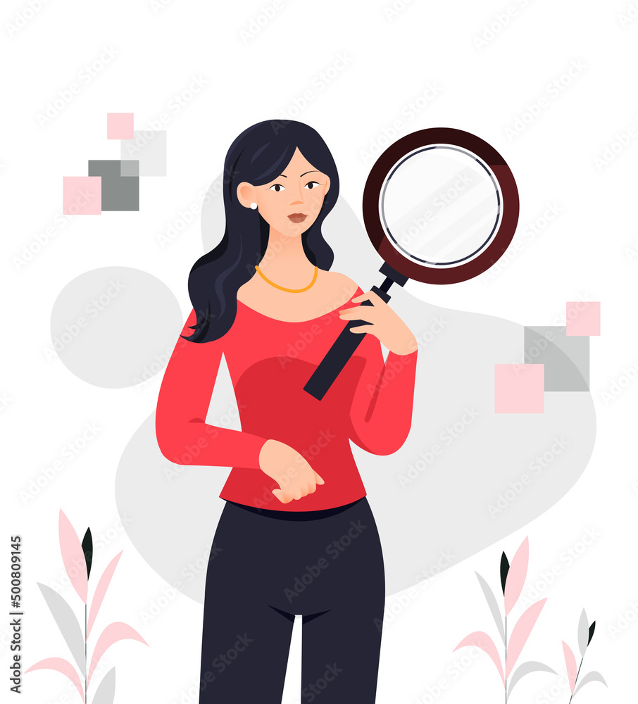 Woman with magnifying glass