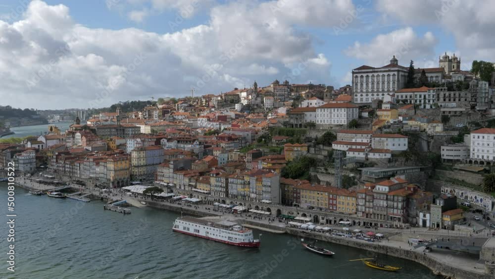 Panoramic view of historic city of Porto, Portugal. Slow pan right Panoramic view of historic city of Porto, Portugal. Slow pan right