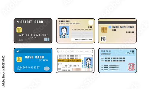 免許証、マイナンバーカード、保険証、クレジットカード、キャッシュカード