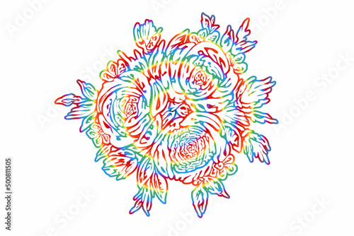 Beautiful gradient colourful rose flowers design  illustration for wallpaper background ads clothing or logo