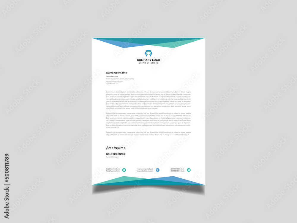 Modern company Blue Colored letterhead abstract design Modern company Blue Colored letterhead abstract design
