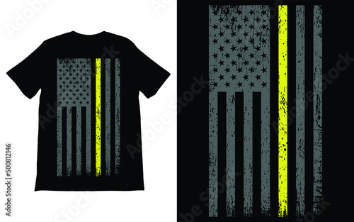 Dispatch Thin Yellow Line American Flag T-Shirt Vector Design.