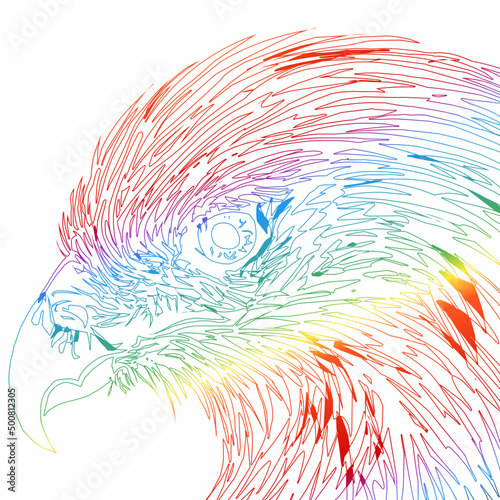 BEAUTIFUL LOGO  DESIGN VECTOR  OF The eagle head staring intently reflects the high spirit of adventure