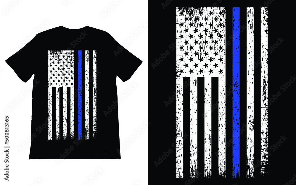 Thin Blue Line America Flag Police Lives Matter T-Shirt Vector Design, Blue Lives Matter, Back The Blue T-shirt, 