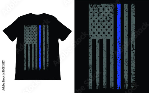 Thin Blue Line America Flag Police Lives Matter T-Shirt Vector Design, Blue Lives Matter, Back The Blue T-shirt, 
