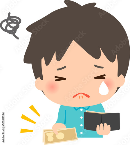 嫌そうにお金を払う男性、痛い出費