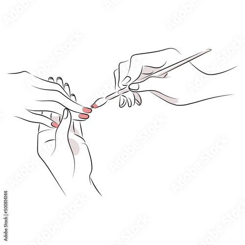 ネイルを塗る女性の手