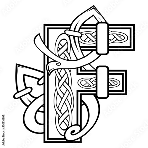 celtic letter F illustration in vector format