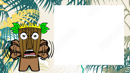 funny tiki mask character cartoon expression background illustration in vector format