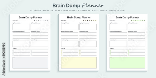 Brain dump journal and tracker printable kdp interior design template