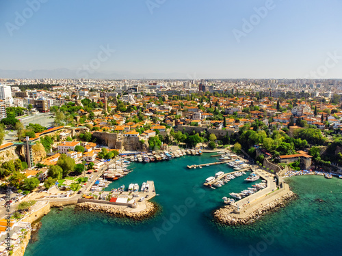 Aerial view of the Ottoman Houses and Old Antalya Marina © efired