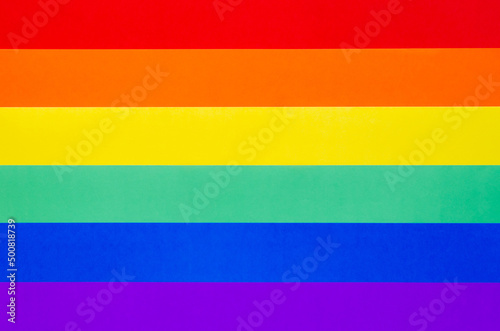 Pride or rainbow flag made from colorful paper for Pride day and LGBTQ concept.