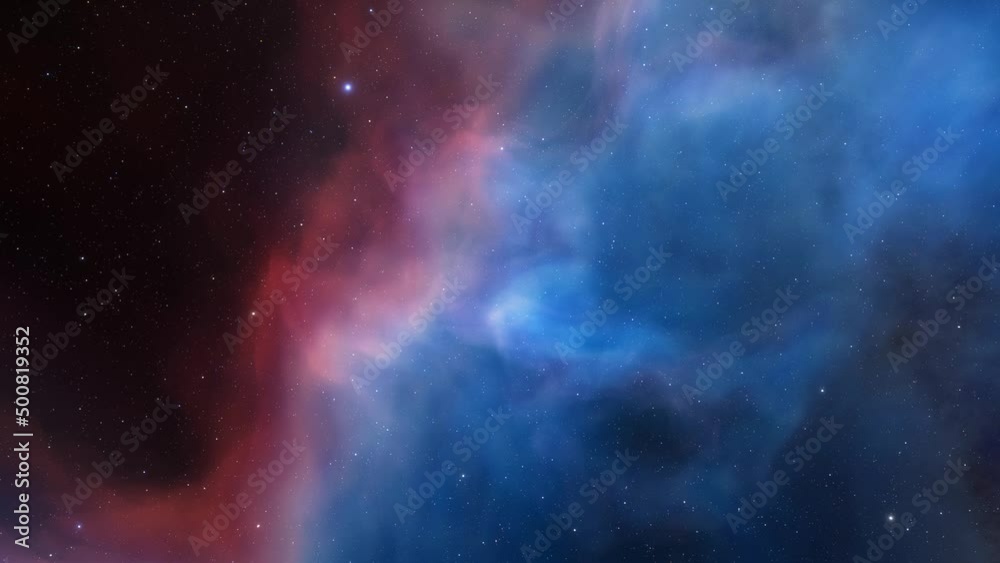 Flying Through The Stars And Nebula In Space. Looped Video. Space Background.