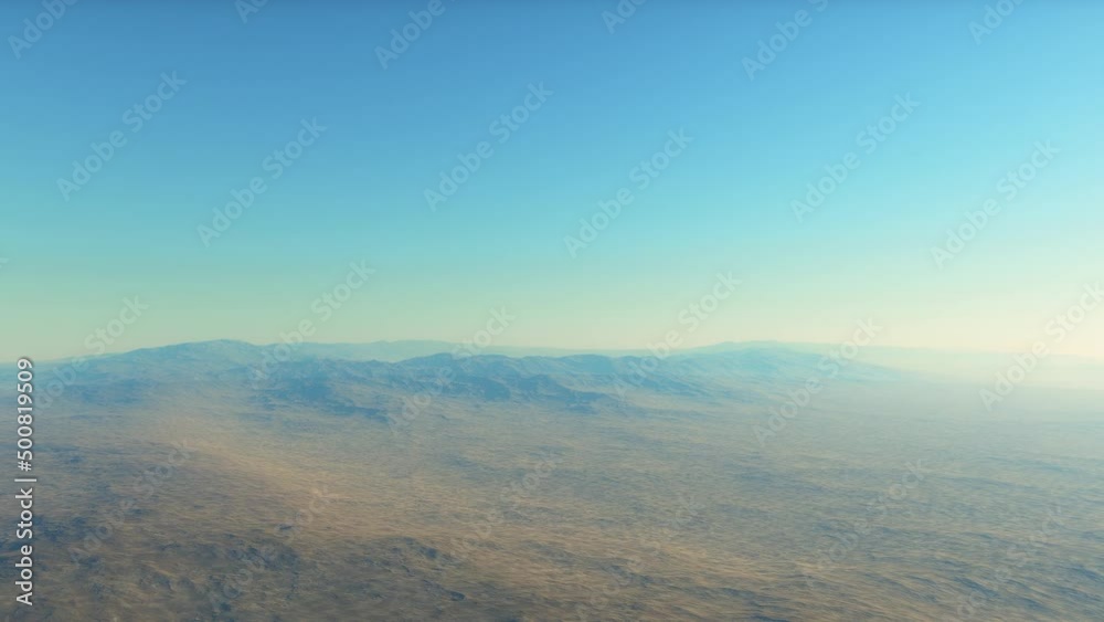 Aerial fly over martian red planet landscape Aerial fly over martian red planet landscape