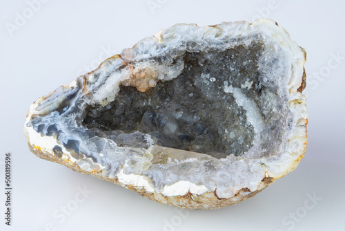 Close-up of a geode made of agate and quartz