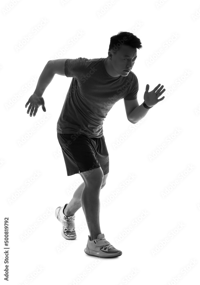 Silhouette of sporty male runner on white background Silhouette of sporty male runner on white background