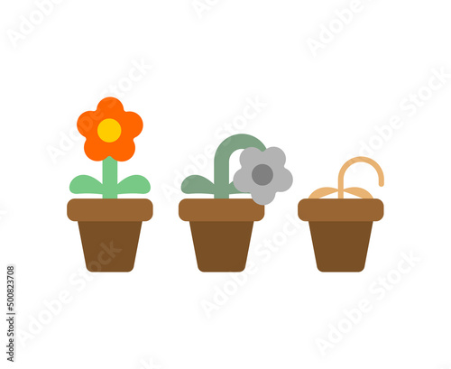Withered flower in pot. flower sear isolated. Vector illustration