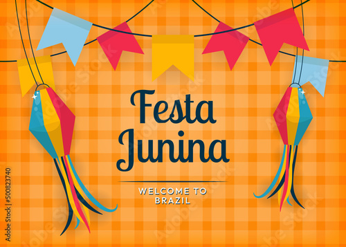 Festa Junina Welcome to Brazil Attractive Background Illustration Design