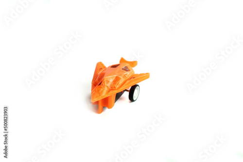 Toy plane. Children's toy airplane isolated on white background. Plastic toy airplane on white background