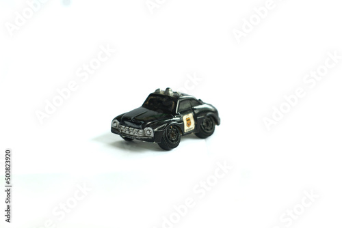 Close-Up Of Children's toy Car On White Background.