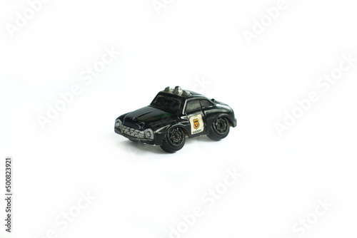 Close-Up Of Children's toy Car On White Background.