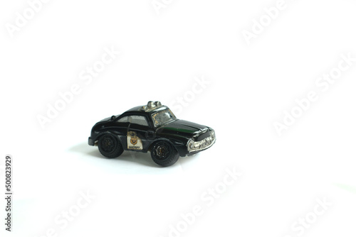 Close-Up Of Children's toy Car On White Background.