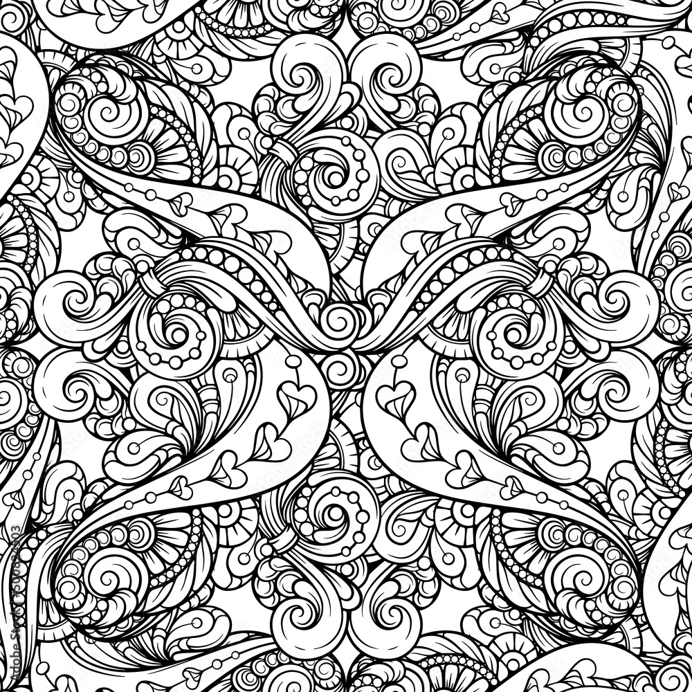 Black and white abstract doodles seamless pattern. Black and white abstract doodles seamless pattern.