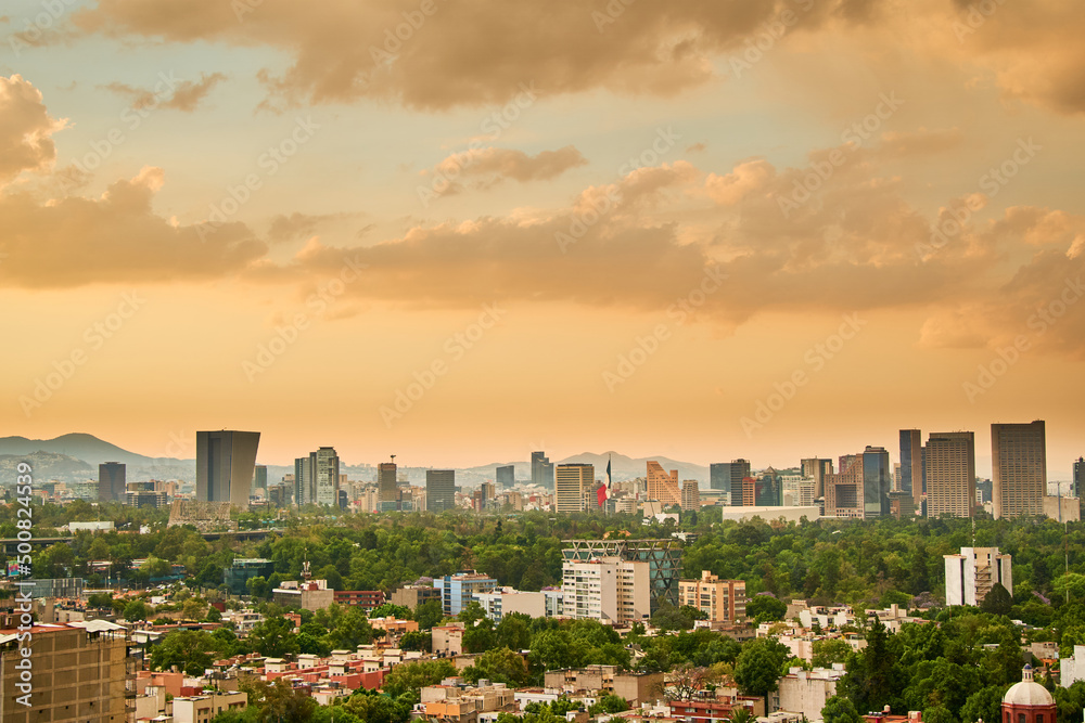 panoramic view of mexico city with an incredible sky