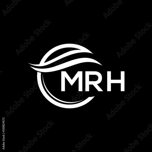 MRH letter logo design on black background. MRH creative initials letter logo concept. MRH letter design.  photo