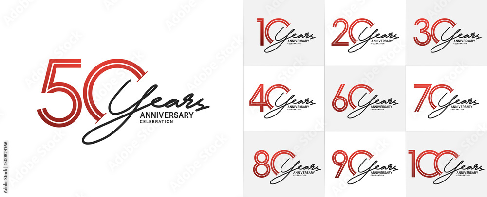 set of anniversary premium collection red and black color can be use for celebration event